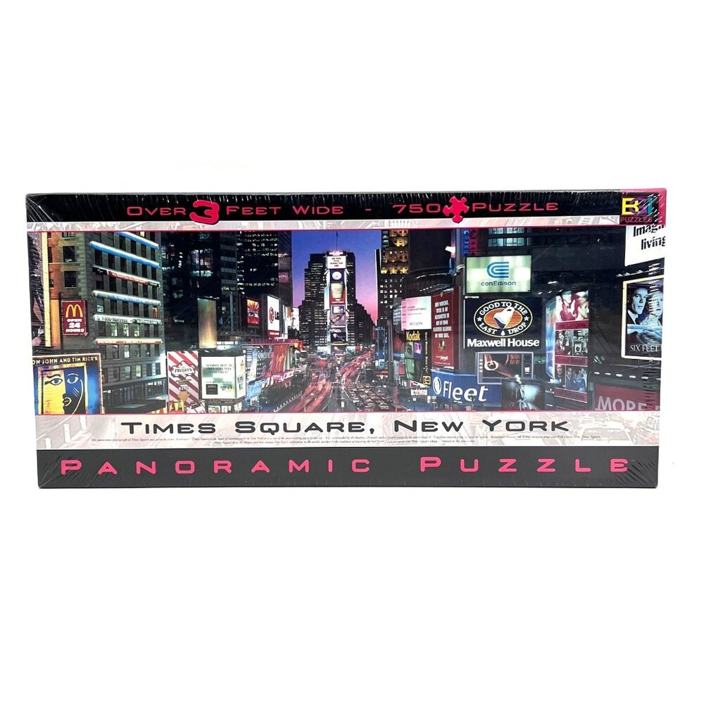 Times Square New York Panoramic Puzzle 750 Pieces Over 3 Feet Wide Vintage 2004
